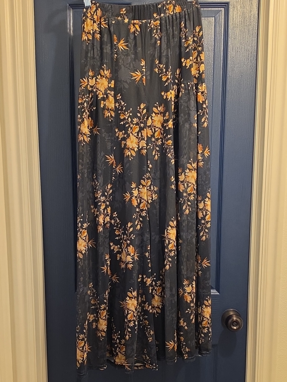 Small Black Floral Split Sheer Flowy Pants With Black Short Liner